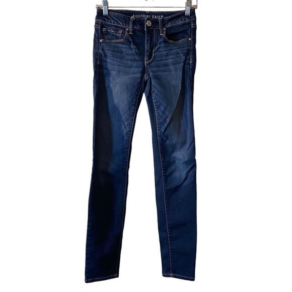 American Eagle Super Stretch Womens Skinny Jeans Size 2 Distressed Embroidered - Picture 5 of 13